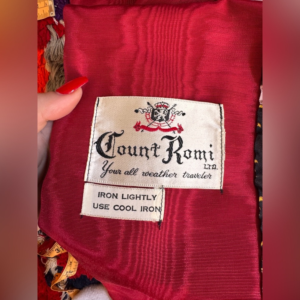 60s Vintage Red Moire Coat Sz M - Picture 5 of 9